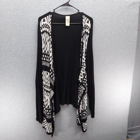 Faded Glory Black & White Geometric Cardigan Sweater XXL Rayon - Picture 1 of 3
